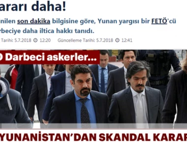 Εκρηκτικό το κλίμα στα τουρκικά ΜΜΕ για το άσυλο στον 3ο Τούρκο: «Απόφαση σκάνδαλο για τον αρχι-πραξικοπηματία»